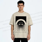 Unisex Artistic Geometric Eyes Printed Washed Tee