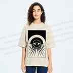 Unisex Artistic Geometric Eyes Printed Washed Tee
