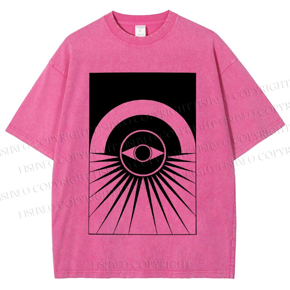 Unisex Artistic Geometric Eyes Printed Washed Tee