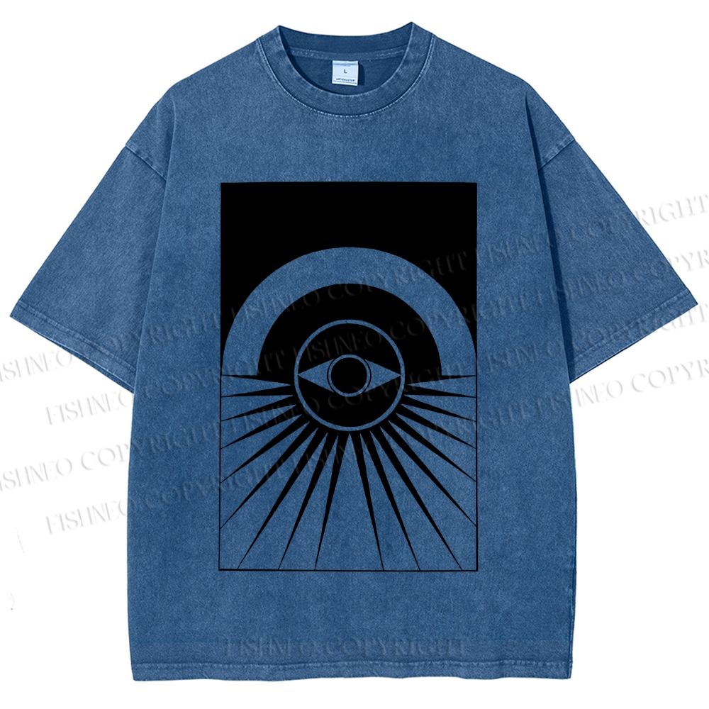 Unisex Artistic Geometric Eyes Printed Washed Tee