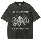Unisex Funny Octopus Let’s Get Kraken Printed Washed Tee