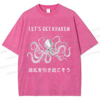 Unisex Funny Octopus Let’s Get Kraken Printed Washed Tee