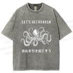 Unisex Funny Octopus Let’s Get Kraken Printed Washed Tee