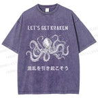 Unisex Funny Octopus Let’s Get Kraken Printed Washed Tee