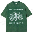Unisex Funny Octopus Let’s Get Kraken Printed Washed Tee