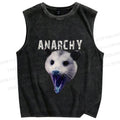 Unisex Anarchy Opossum Vintage Printed Washed Tank Top