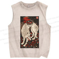 Unisex Funny Wolf Pick Strawberry Printed Washed Tank Top