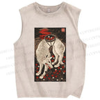 Unisex Funny Wolf Pick Strawberry Printed Washed Tank Top
