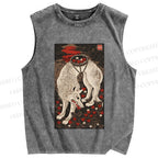 Unisex Funny Wolf Pick Strawberry Printed Washed Tank Top