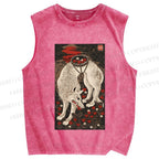 Unisex Funny Wolf Pick Strawberry Printed Washed Tank Top