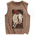 Unisex Funny Wolf Pick Strawberry Printed Washed Tank Top