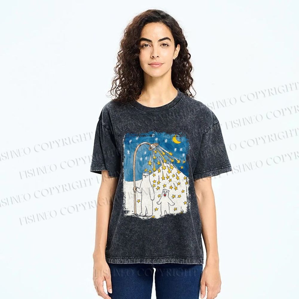 Unisex Silly Bear in Star Light Printed Washed Tee