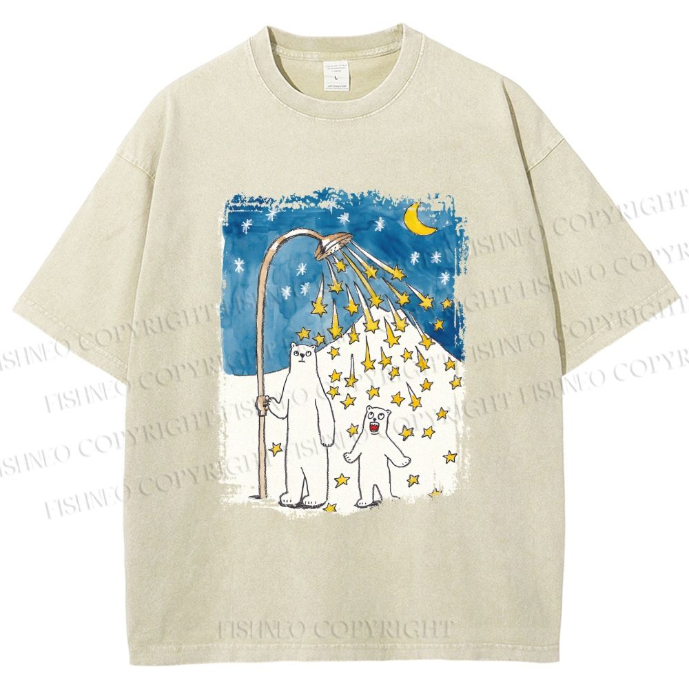 Unisex Silly Bear in Star Light Printed Washed Tee