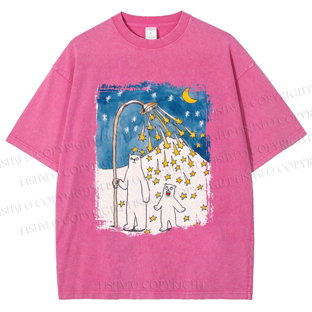 Unisex Silly Bear in Star Light Printed Washed Tee