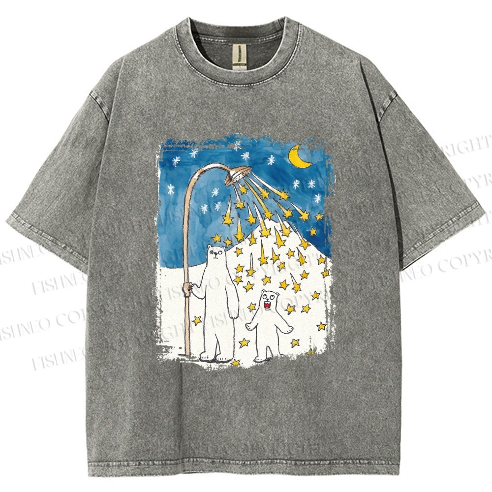Unisex Silly Bear in Star Light Printed Washed Tee