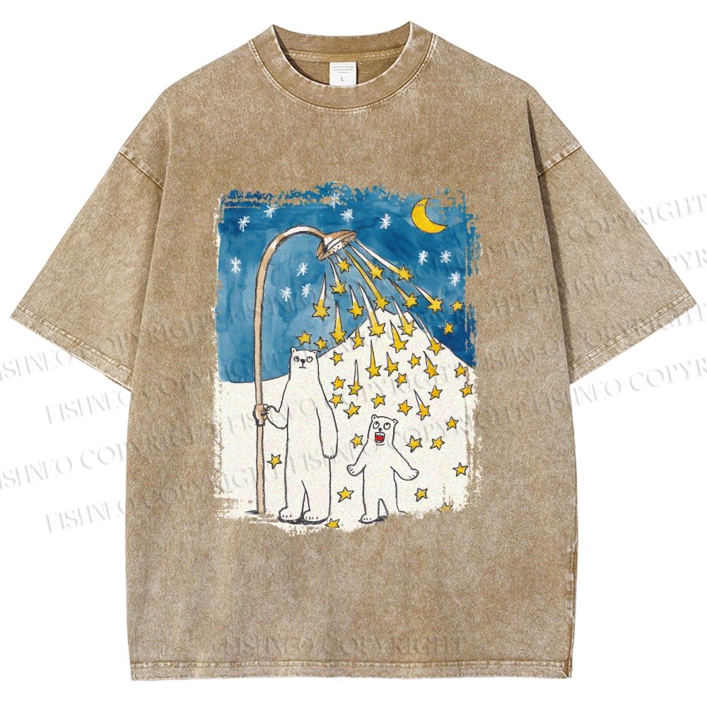 Unisex Silly Bear in Star Light Printed Washed Tee