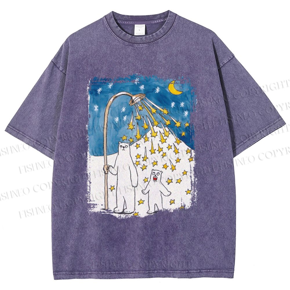 Unisex Silly Bear in Star Light Printed Washed Tee