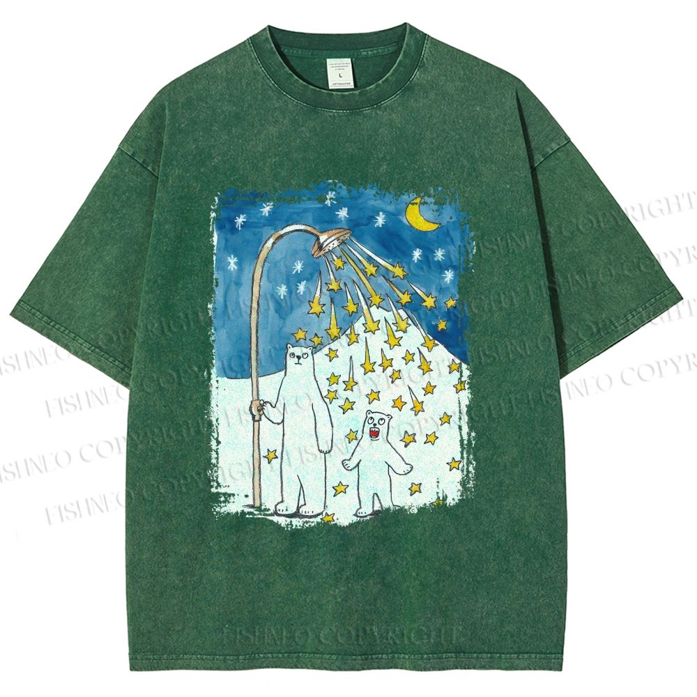 Unisex Silly Bear in Star Light Printed Washed Tee