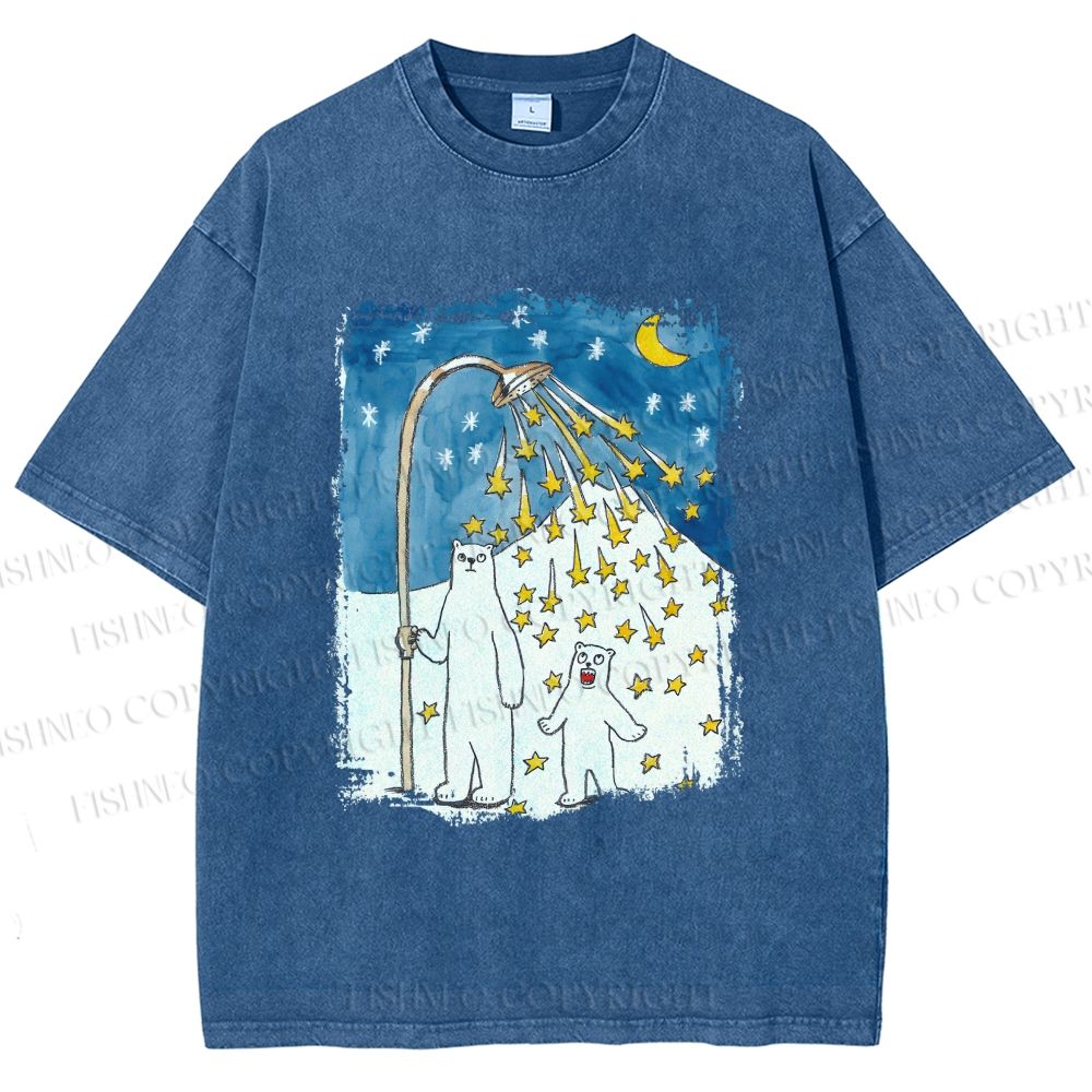 Unisex Silly Bear in Star Light Printed Washed Tee