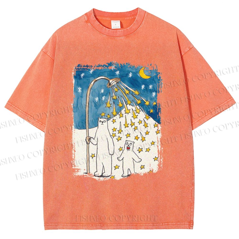 Unisex Silly Bear in Star Light Printed Washed Tee