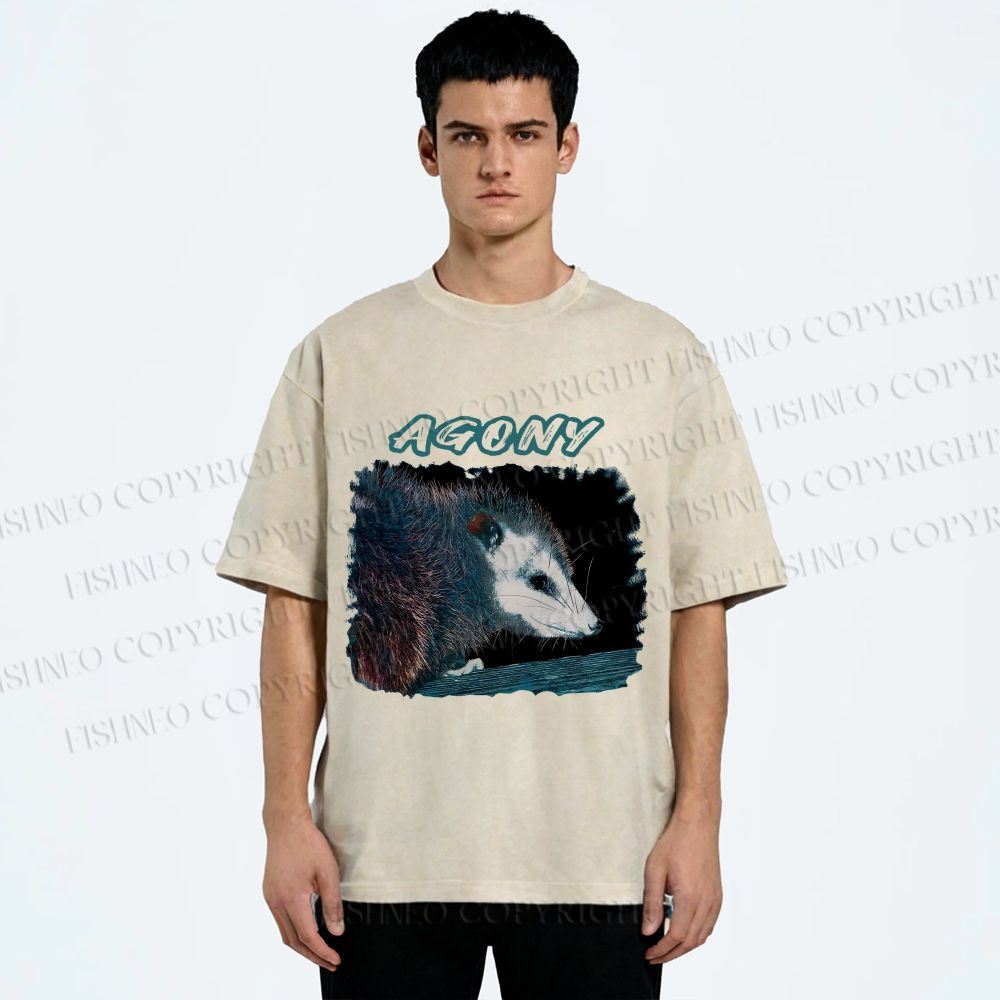 Unisex Agony Opossum Printed Washed Tee