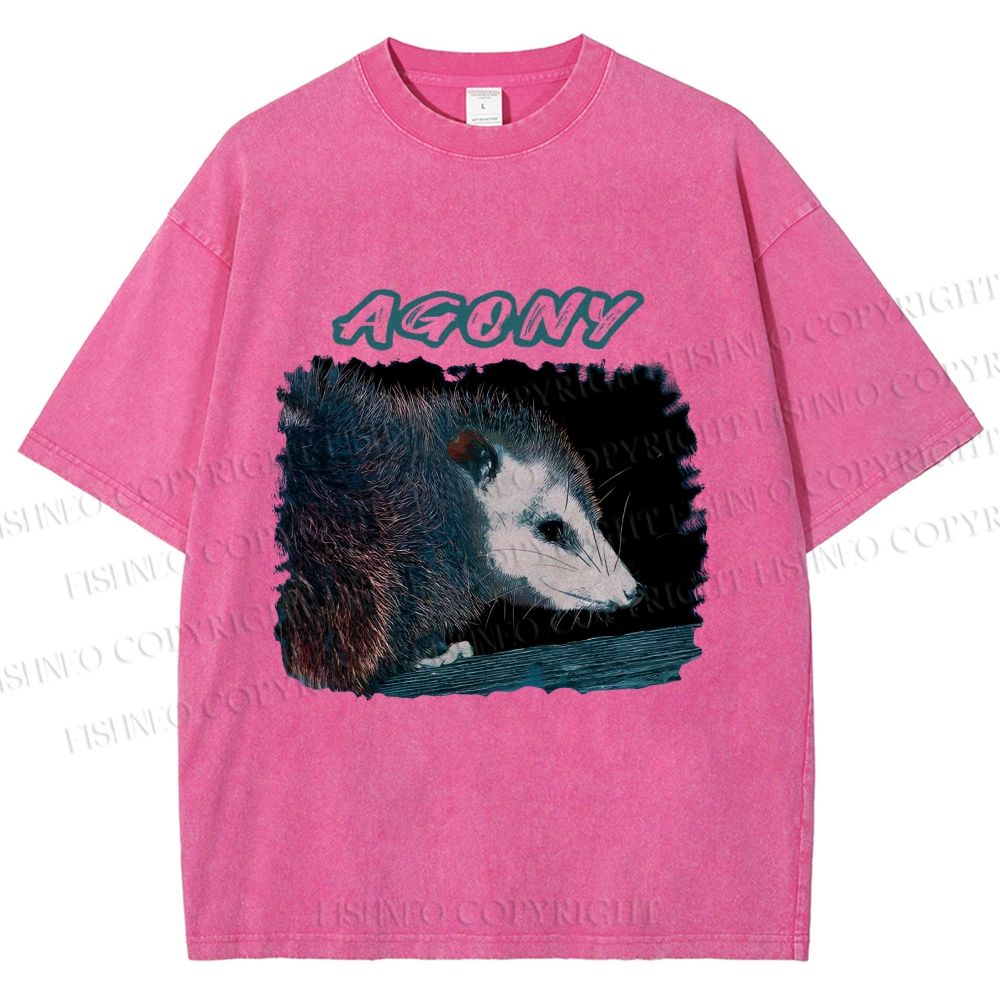 Unisex Agony Opossum Printed Washed Tee