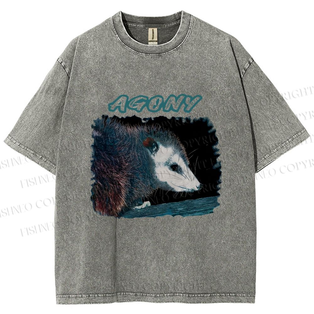 Unisex Agony Opossum Printed Washed Tee