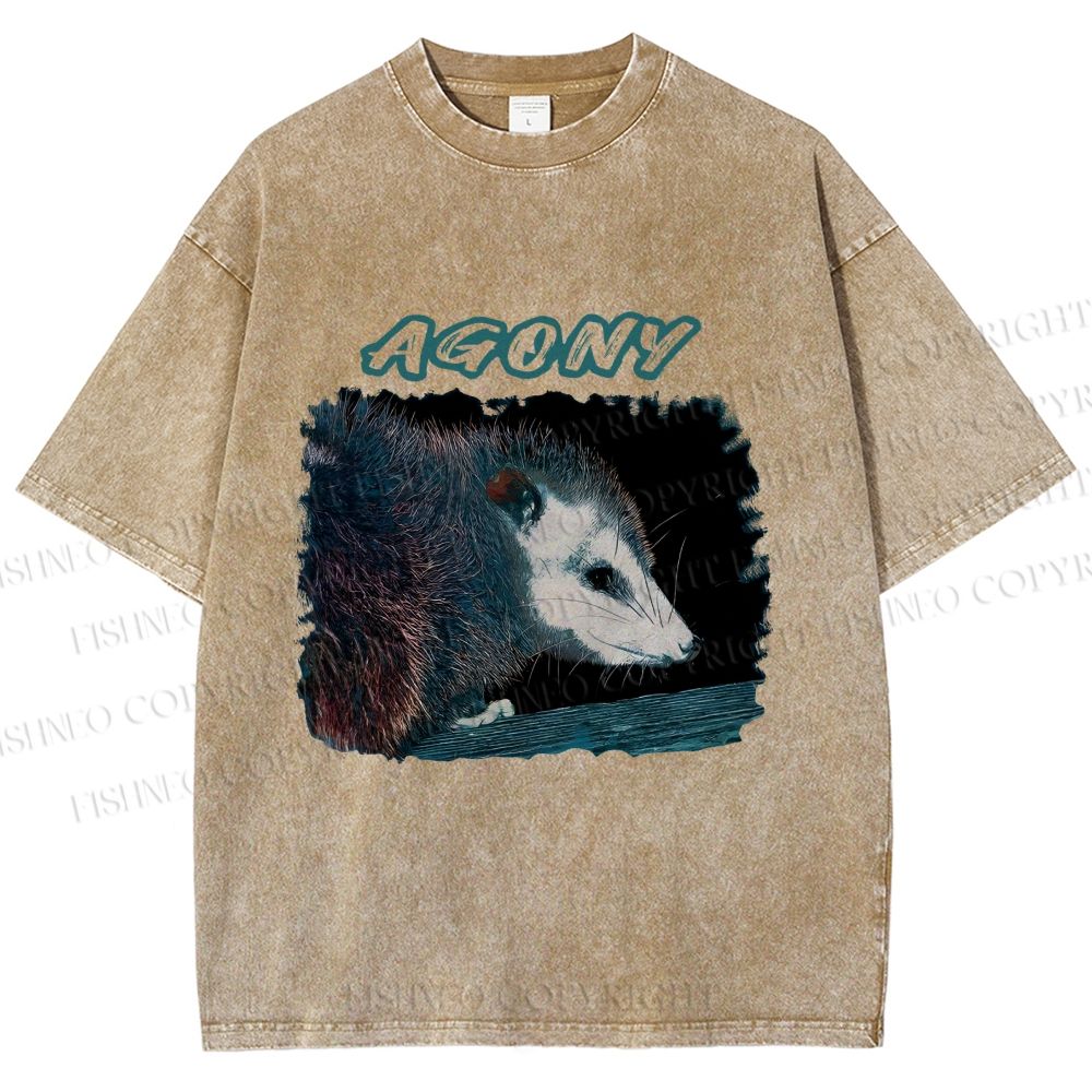 Unisex Agony Opossum Printed Washed Tee