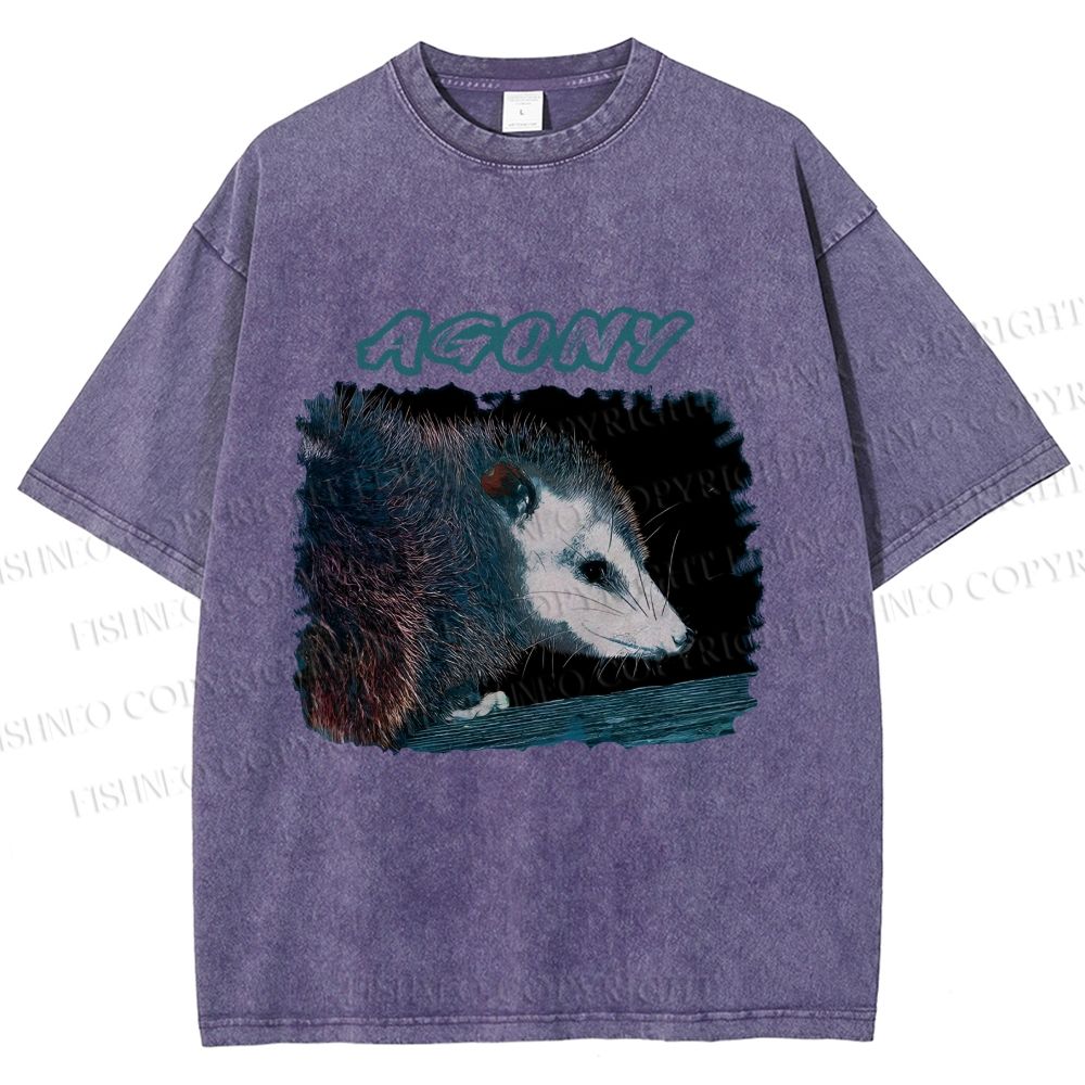 Unisex Agony Opossum Printed Washed Tee