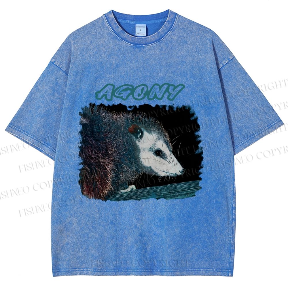 Unisex Agony Opossum Printed Washed Tee