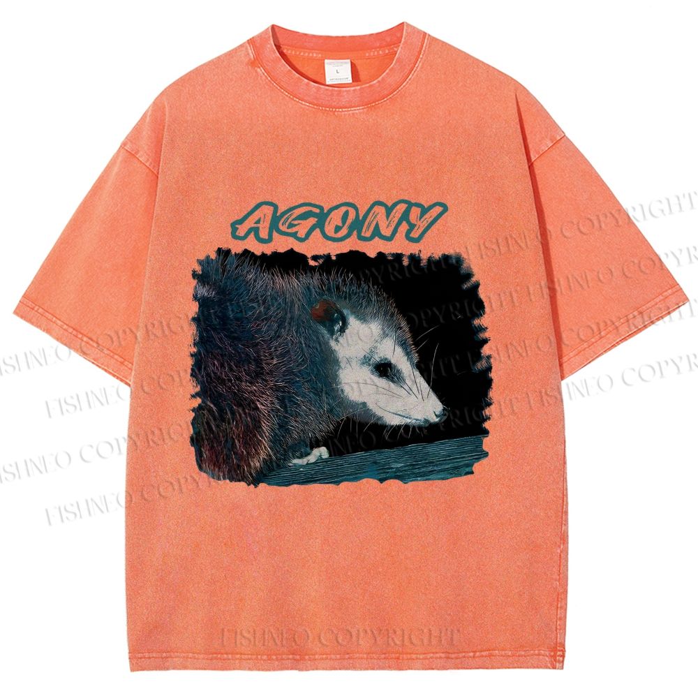 Unisex Agony Opossum Printed Washed Tee