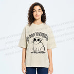 Unisex Angry Cat No Bad Thoughts Printed Washed Tee