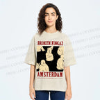 Unisex Broken Fingaz In Amsterdam Sumo Man Graffiti Printed Washed Tee