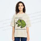 Unisex Stupid Frog Meme Printed Washed Tee
