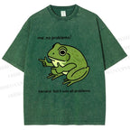 Unisex Stupid Frog Meme Printed Washed Tee