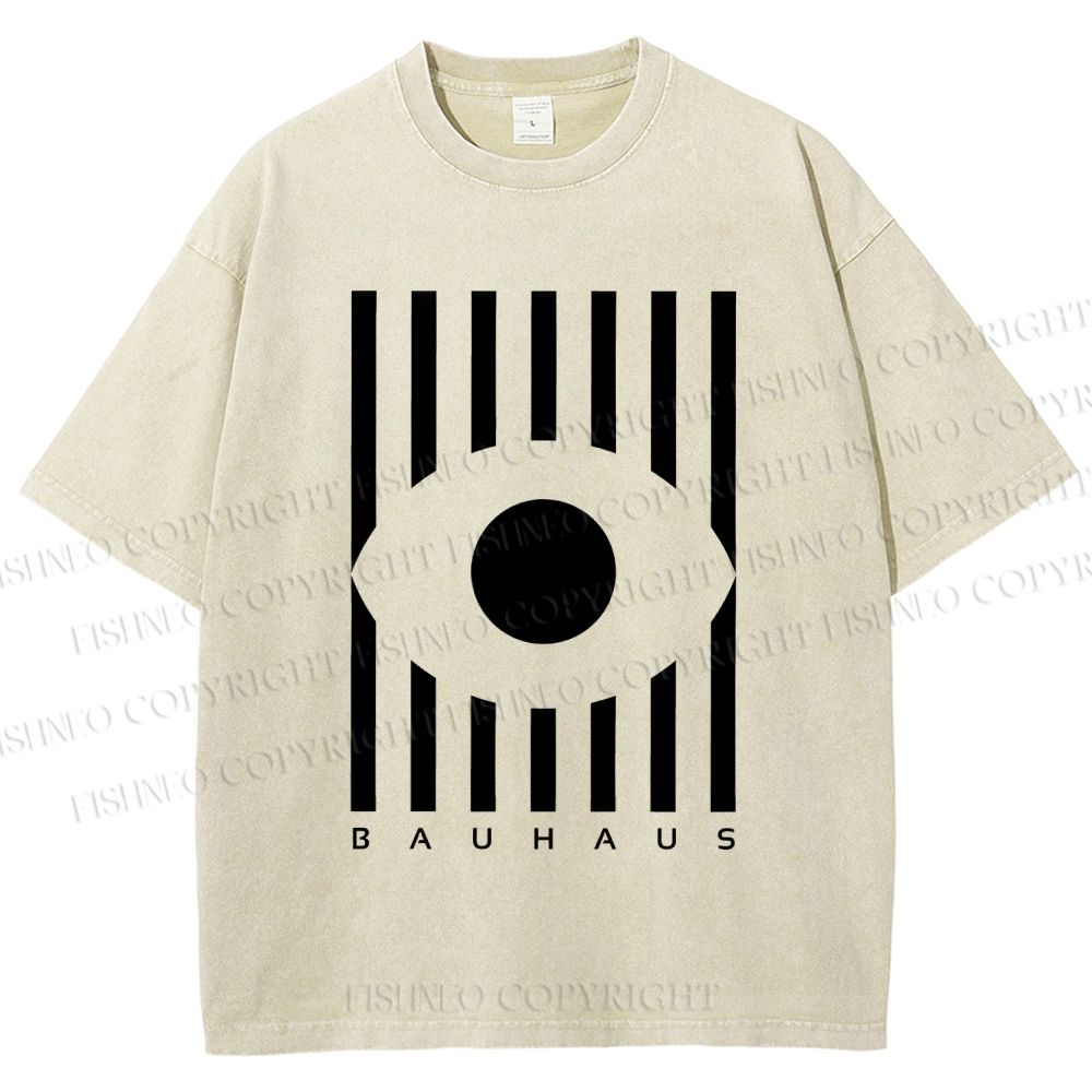 Unisex Bauhaus Geometric Eye Printed Washed Tee