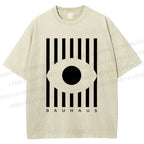 Unisex Bauhaus Geometric Eye Printed Washed Tee