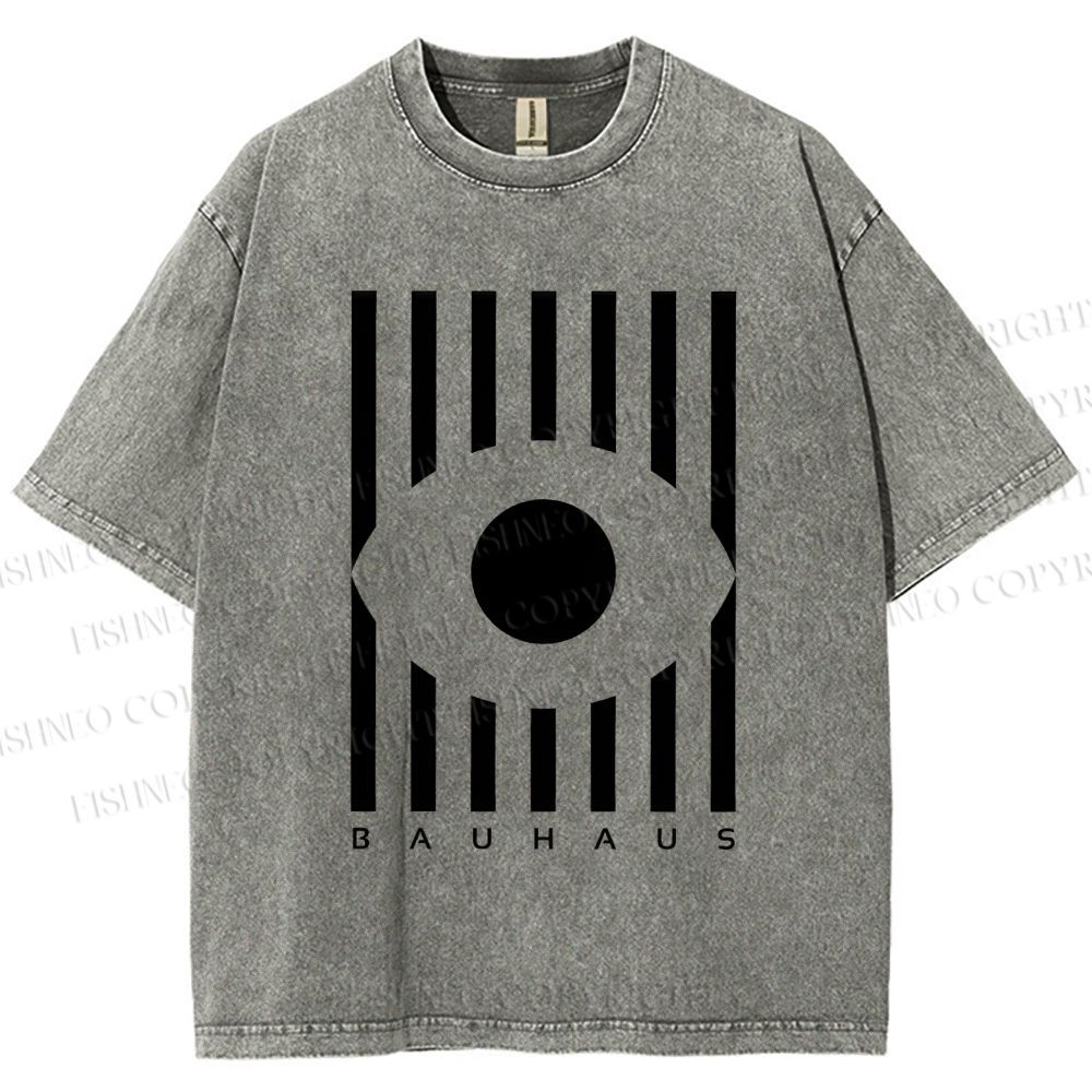 Unisex Bauhaus Geometric Eye Printed Washed Tee