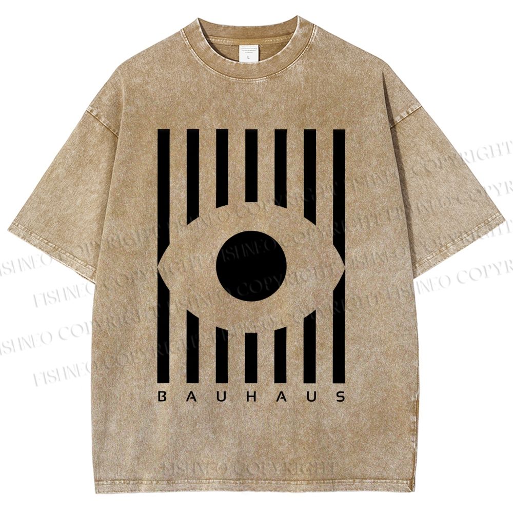 Unisex Bauhaus Geometric Eye Printed Washed Tee