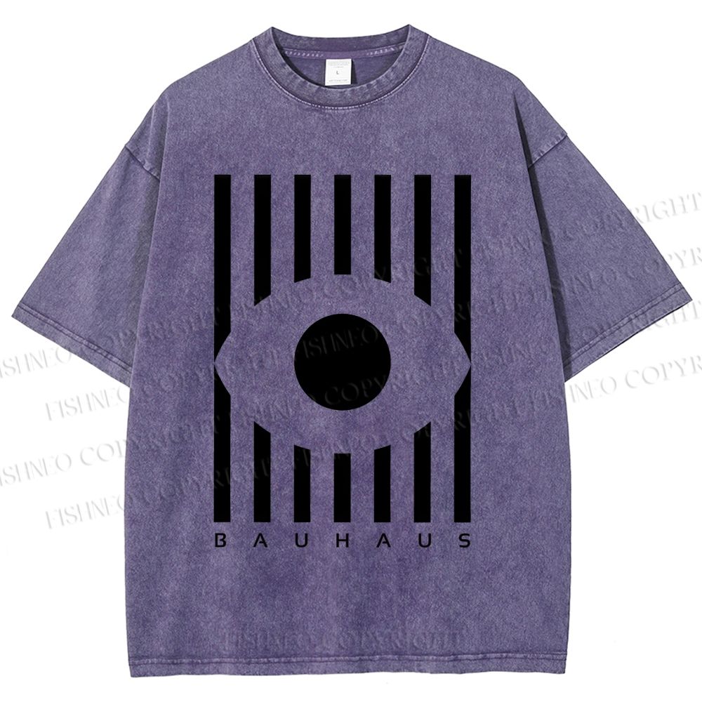 Unisex Bauhaus Geometric Eye Printed Washed Tee