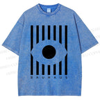 Unisex Bauhaus Geometric Eye Printed Washed Tee