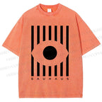 Unisex Bauhaus Geometric Eye Printed Washed Tee