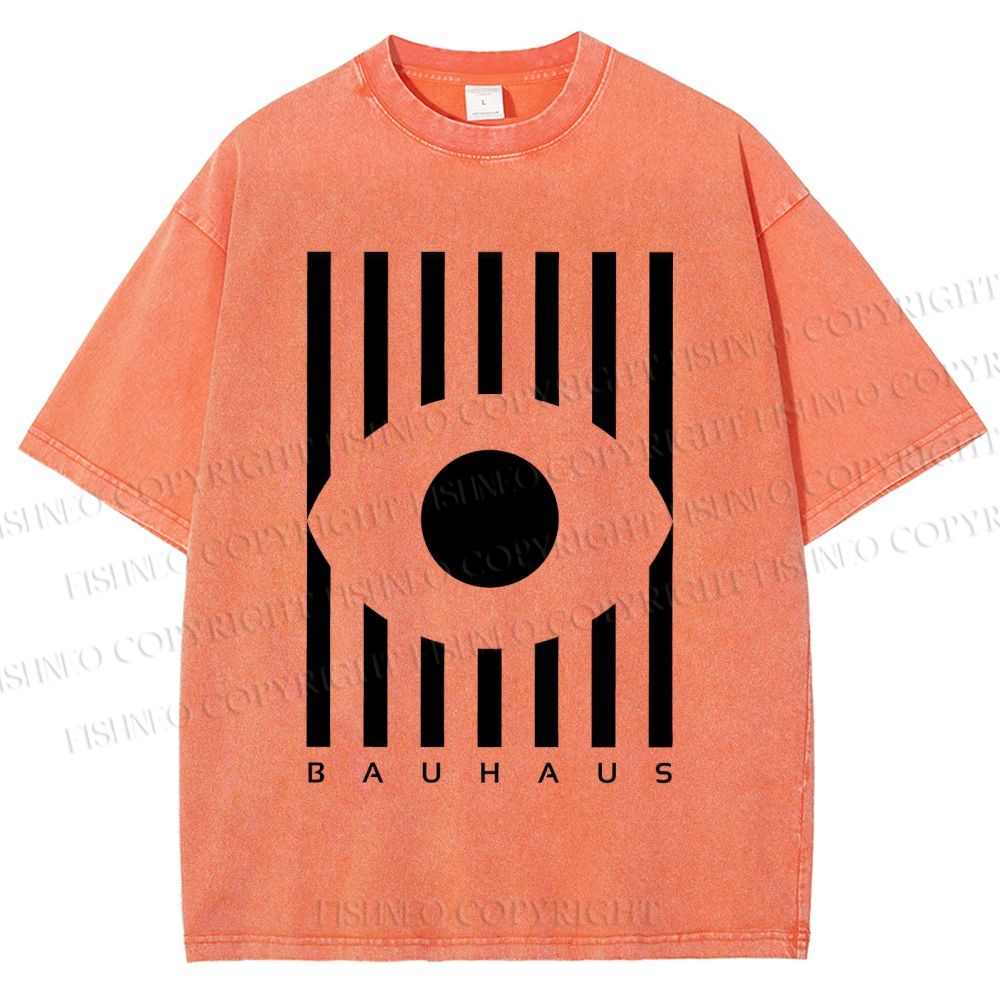 Unisex Bauhaus Geometric Eye Printed Washed Tee