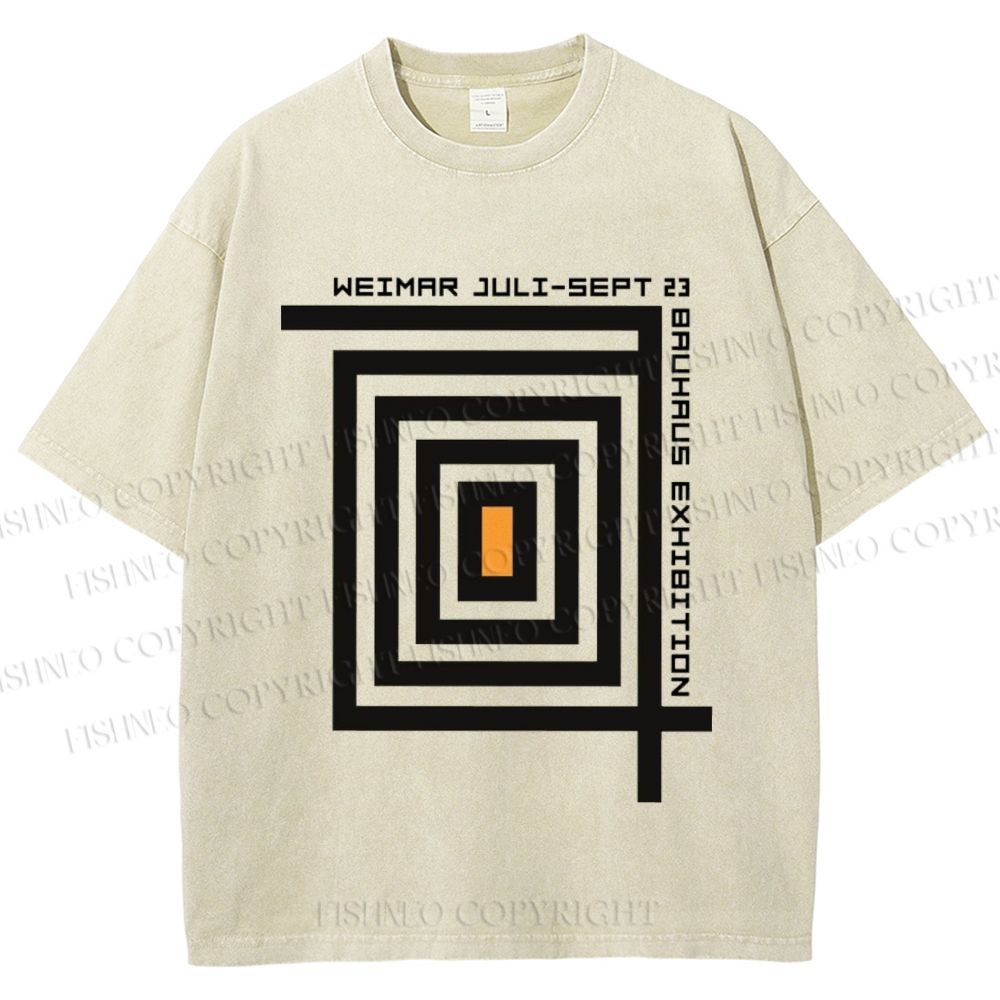 Unisex Bauhaus Geometry Printed Washed Tee