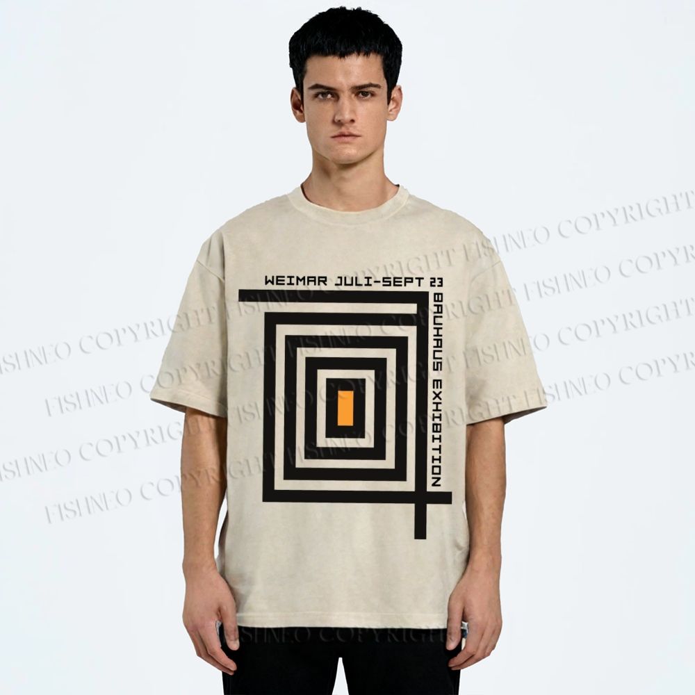 Unisex Bauhaus Geometry Printed Washed Tee