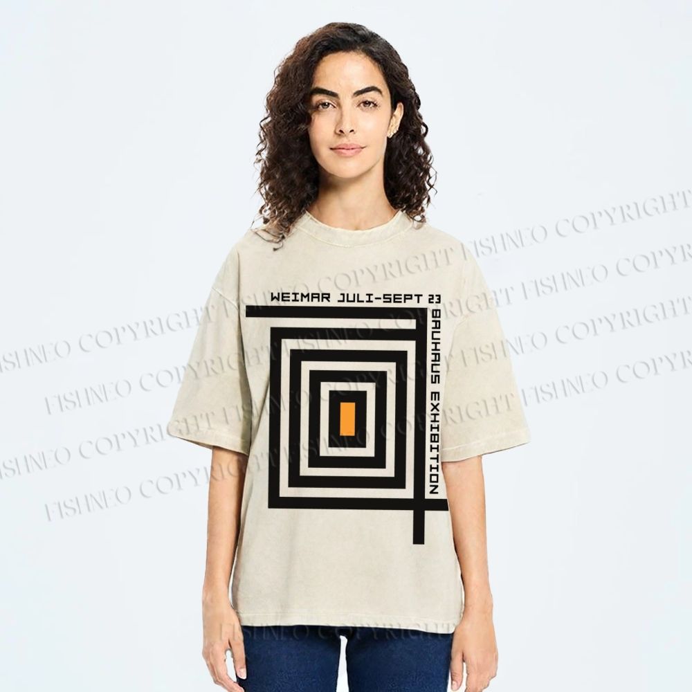 Unisex Bauhaus Geometry Printed Washed Tee