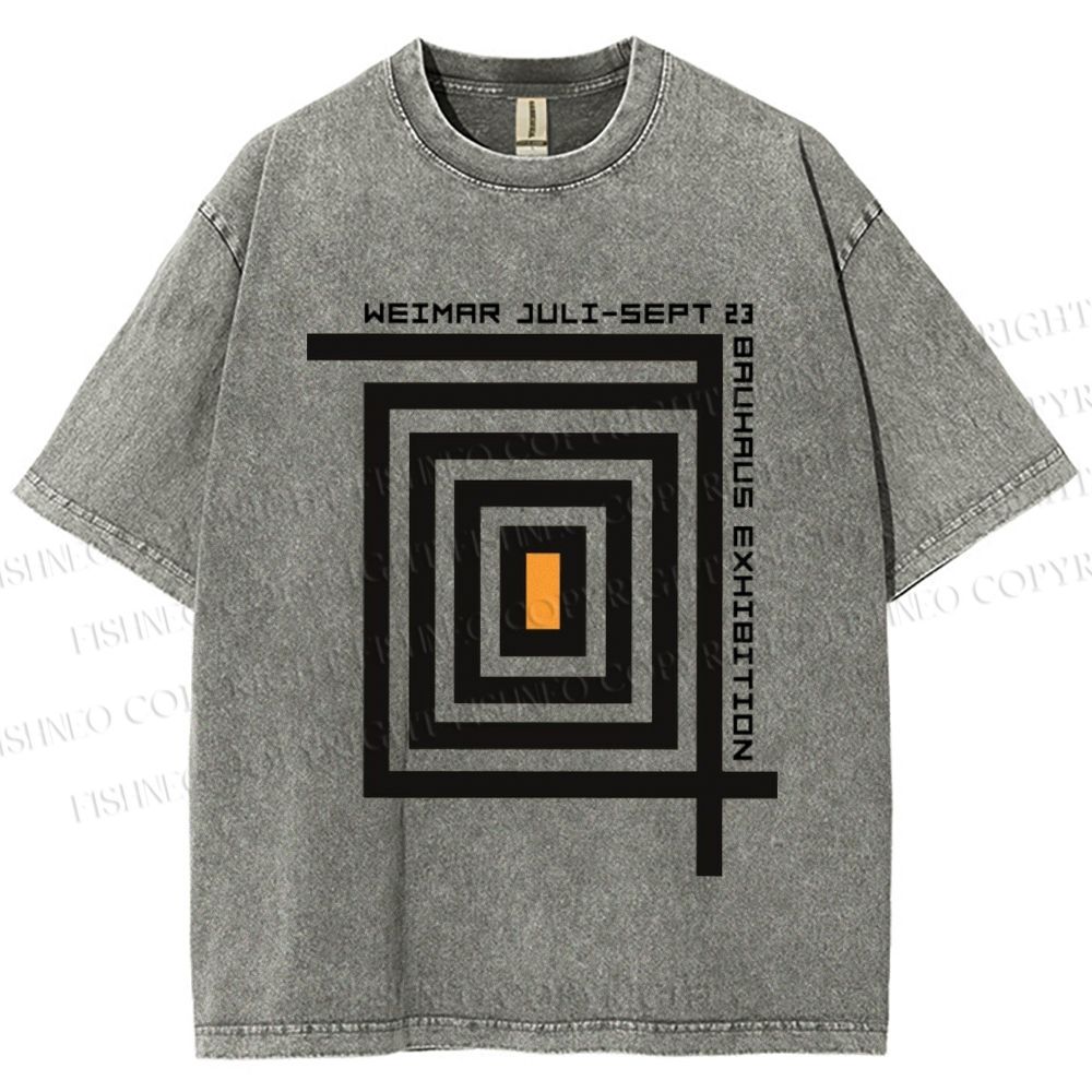 Unisex Bauhaus Geometry Printed Washed Tee