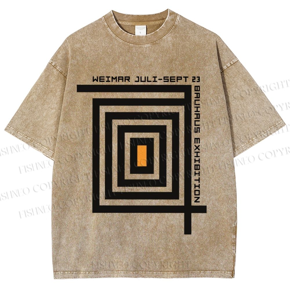Unisex Bauhaus Geometry Printed Washed Tee
