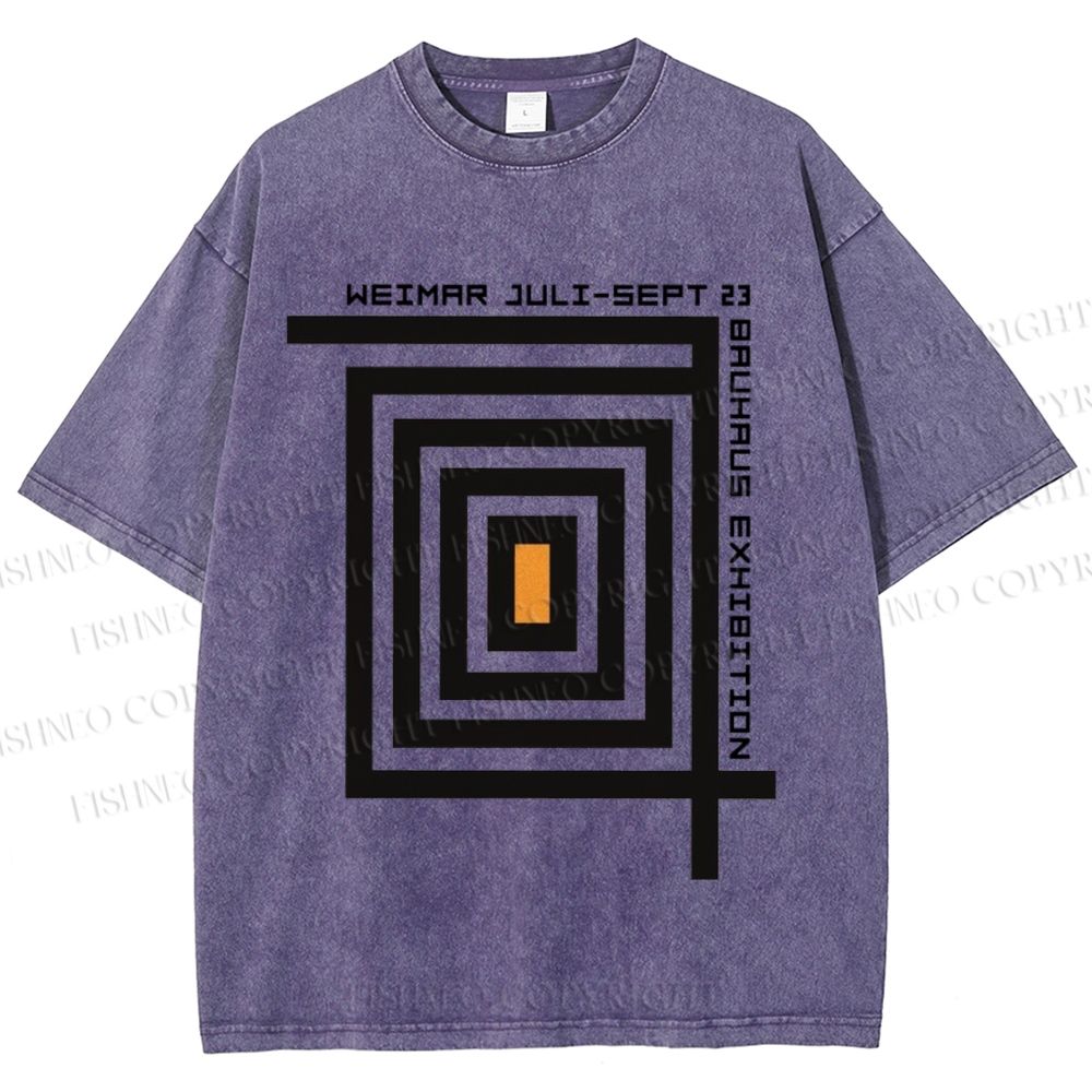 Unisex Bauhaus Geometry Printed Washed Tee