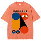 Unisex Bauhaus Geometric Art Eye Printed Washed Tee